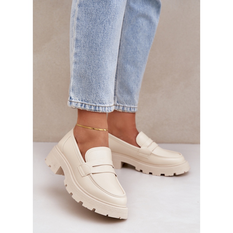 Ženske mokasine od eko kože, svijetlo bež 2