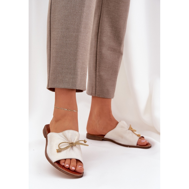 Kožna ravna elegantna jastuka s lukom lewski 3572 zloty obrisana zlatni 2