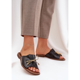 Kožna ravna elegantna jastuka s lukom lewski 3572 crna crno 2