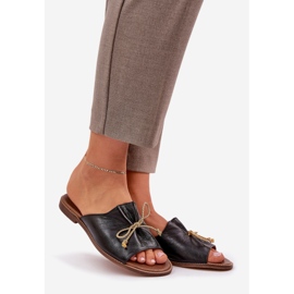 Kožna ravna elegantna jastuka s lukom lewski 3572 crna crno 1