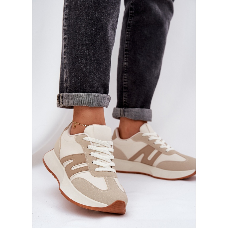 Ženska sportska obuća na platformu, bež 2