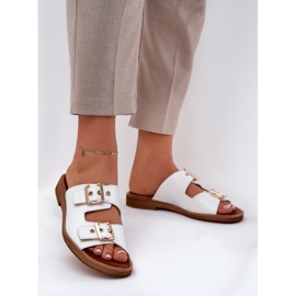 Kožni ravni jastuci s Zazoo 3020 bijelih kopča bijela 2