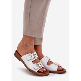 Kožni ravni jastuci s Zazoo 3020 bijelih kopča bijela 1