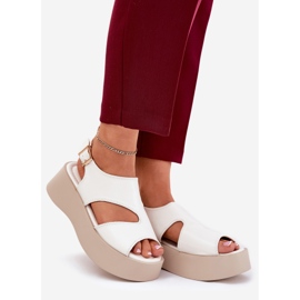 Ženske sandale na platformi eko bijela koža 1