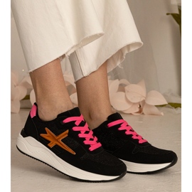 Crne tenisice ženske sportove sa sjajem crna 2