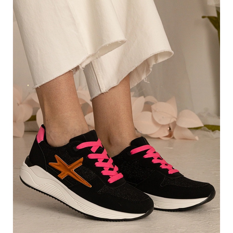 Crne tenisice ženske sportove sa sjajem crno 2