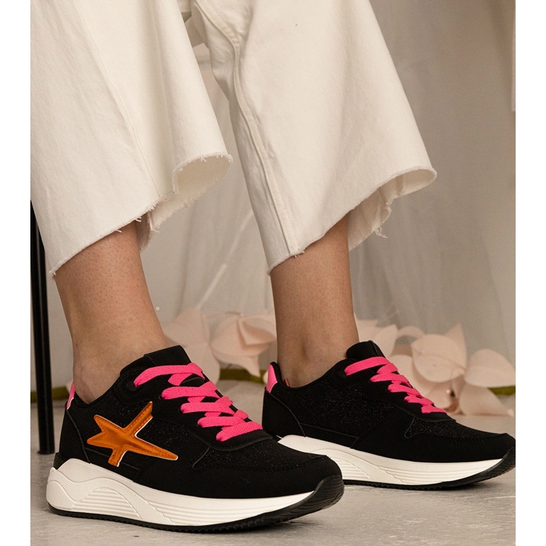 Crne tenisice ženske sportove sa sjajem crna 1