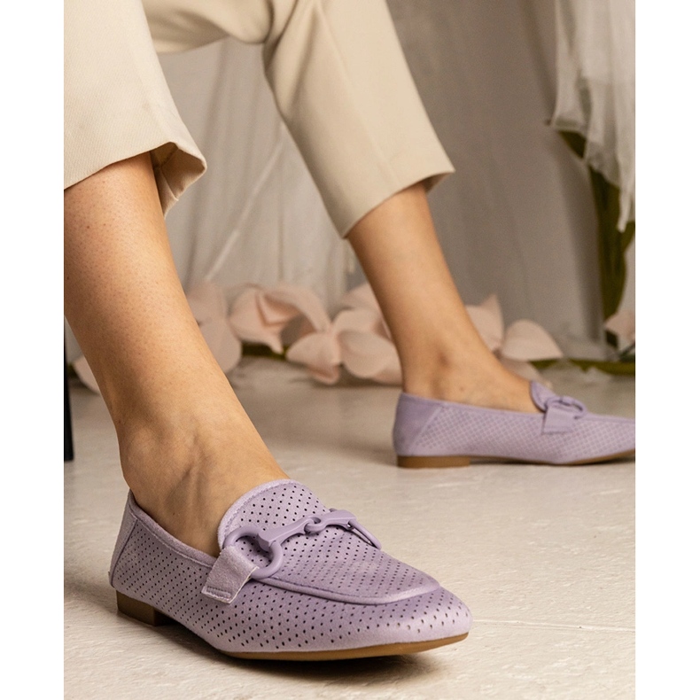 Violet ženske otvorene loafers s ukrasom ljubičasta 1