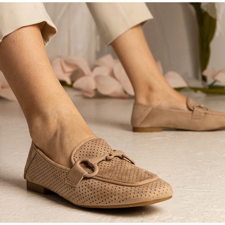 Smeđe ženske otvorene natikače s ukrasom smeđa 1