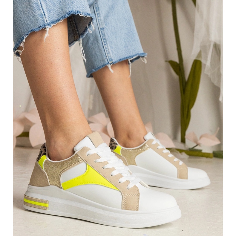 Tenisice bijelih žena s dodatkom sjaja i leoparda bijela 1