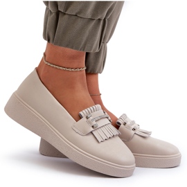 S.Barski Lagane ženske kožne lomace na bež platformi S. Barski LR590 s rubovima 6