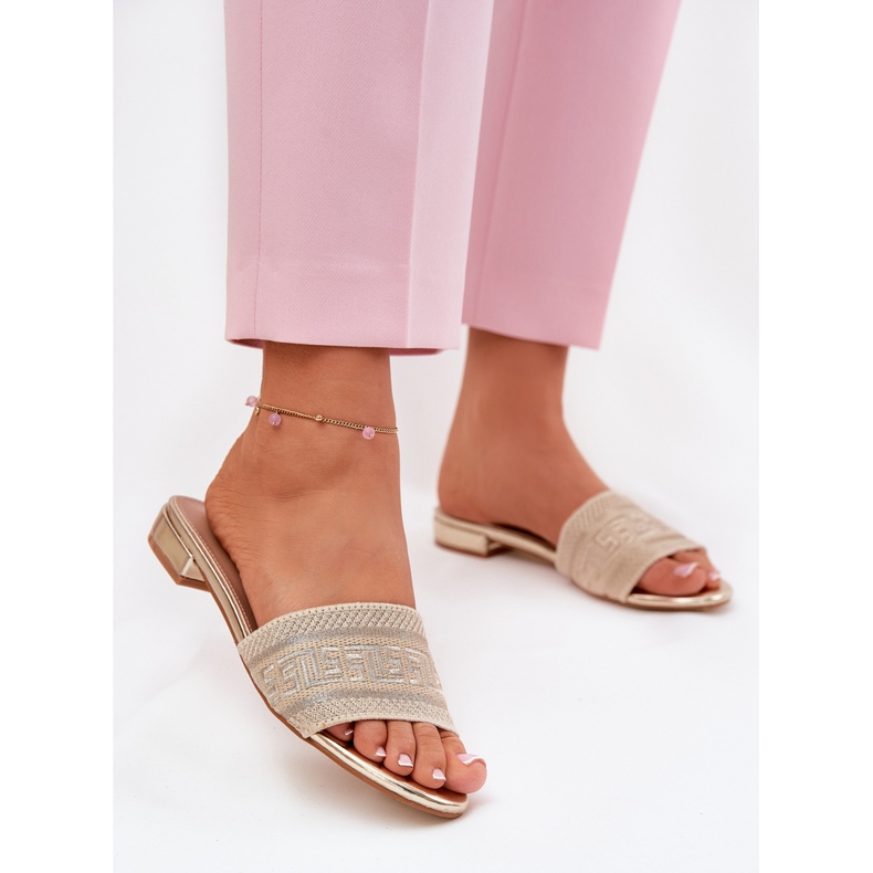 Ravni -oled ženski flip -flops zlato zlatni 2