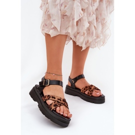 Ženske sandale na platformi s leopard printom smeđe boje smeđa 2