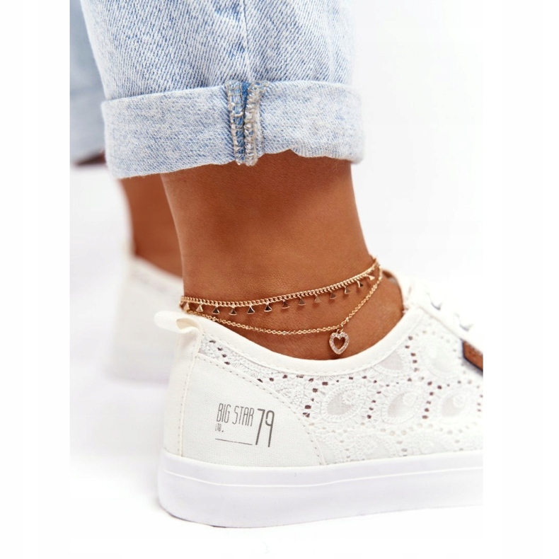 Big Star Ženske velike zvijezde W274925 tenisice čipke bijela 2