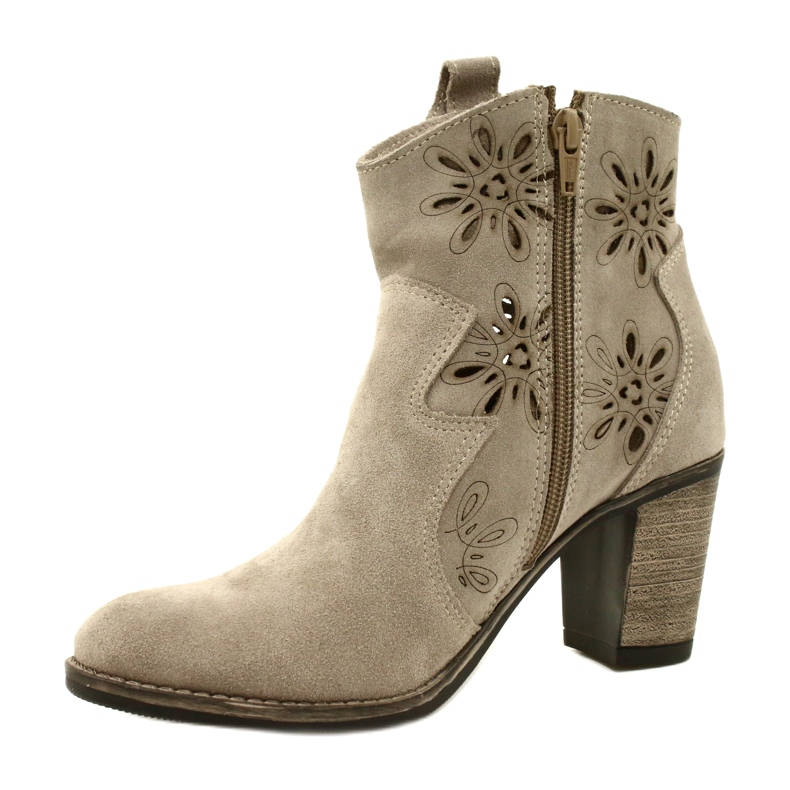 Olivier Otvorene ženske kožne čizme svijetlo sive bež 2