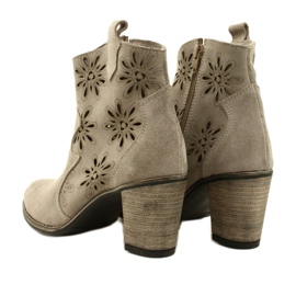 Olivier Otvorene ženske kožne čizme svijetlo sive bež 5