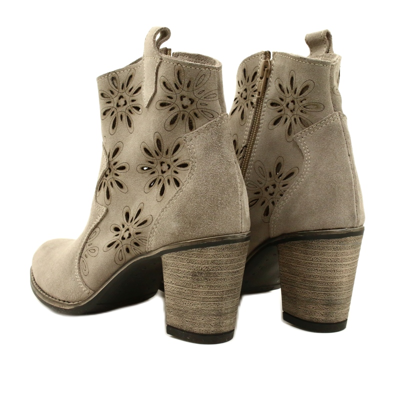 Olivier Otvorene ženske kožne čizme svijetlo sive bež 5