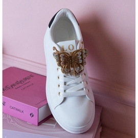 Crno -bijele tenisice ukrašene leptirom s cirkonima bijela 1