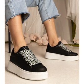 Crne ženske tenisice s masivnim vezanjem = crna 1