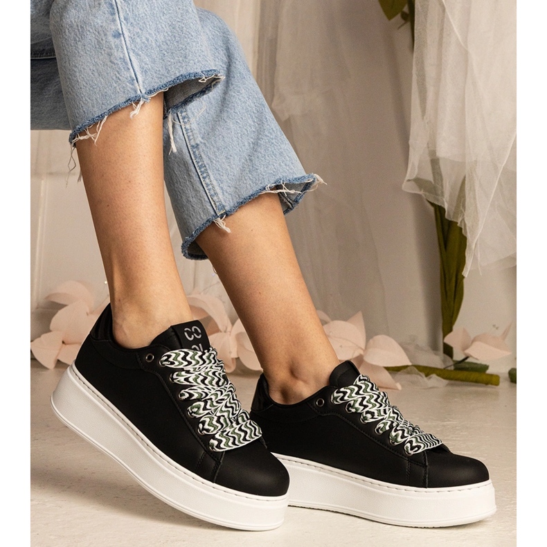 Crne ženske tenisice s masivnim vezanjem = crna 2