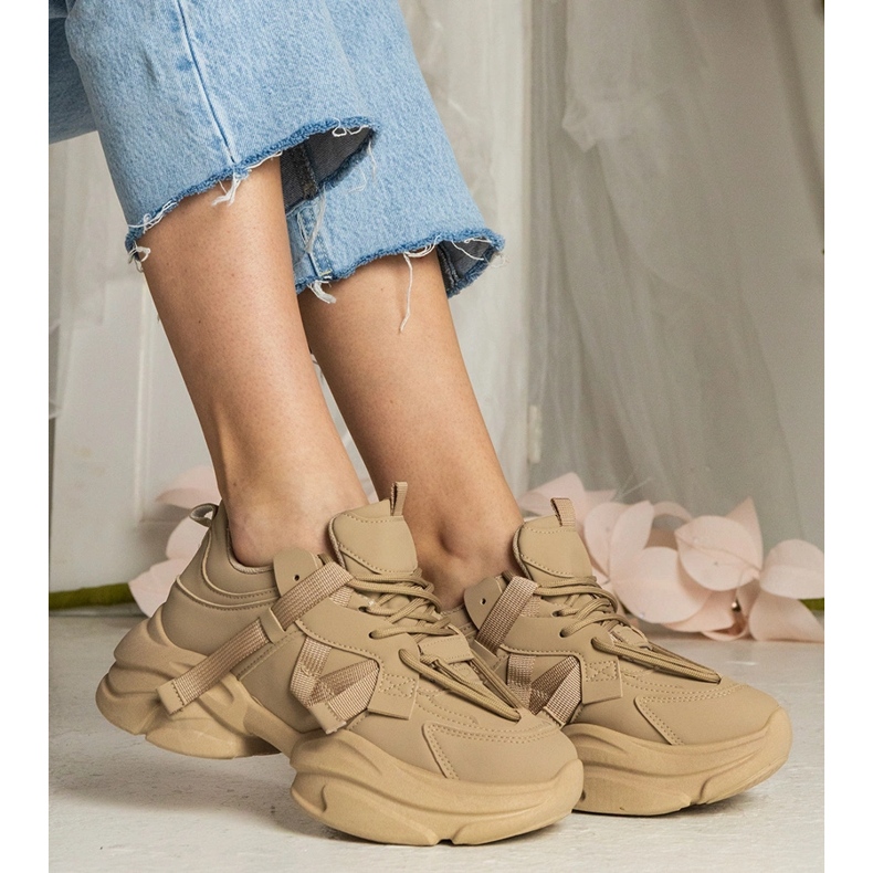 Smeđe ženske masivne sportske tenisice smeđa 2