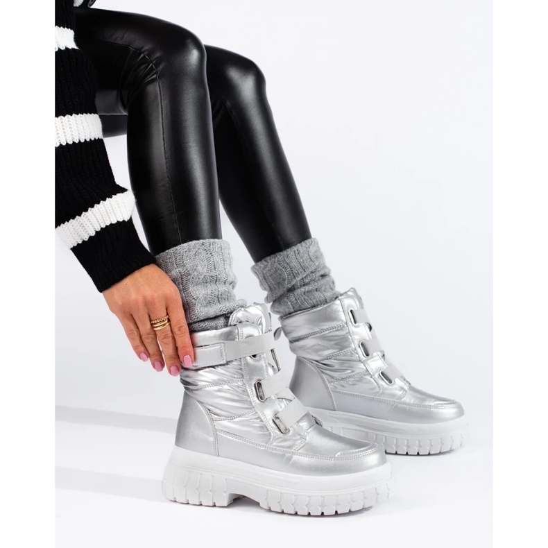 Ženske čizme za snijeg sa srebrnim čičkom srebro 1