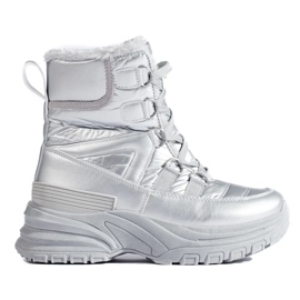 W. Potocki Ženske srebrne čizme za snijeg s krznom Potocki srebro 2