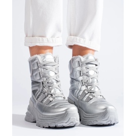 W. Potocki Ženske srebrne čizme za snijeg s krznom Potocki srebro 1