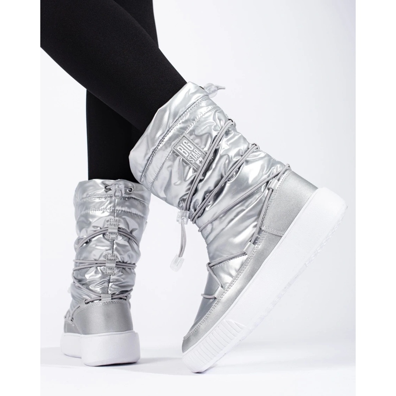 Ženske srebrne izolirane čizme za snijeg Big Star KK274195 srebro 2