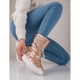 Ženske zlatne izolirane čizme za snijeg Big Star KK274194 ružičasta 2