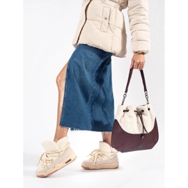 Seastar Bež ženske čizme za snijeg s debelim potplatom 1