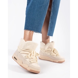 Seastar Bež ženske čizme za snijeg s debelim potplatom 2