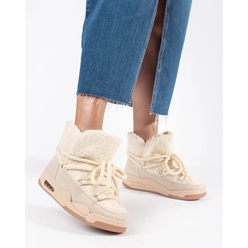 Seastar Bež ženske čizme za snijeg s debelim potplatom 2