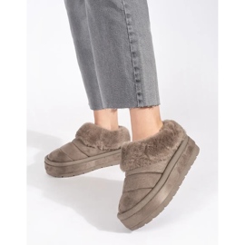 Bež niske ženske čizme za snijeg s krznom 1