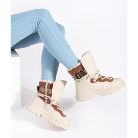 Seastar Bež ženske čizme za snijeg s krznom na debelom potplatu 2