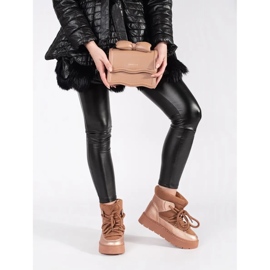 Ženske smeđe čizme za snijeg na vezanje s debelim potplatom smeđa 1