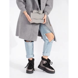 Ženske crne i srebrne čizme za snijeg na vezanje s debelim potplatom crna 1