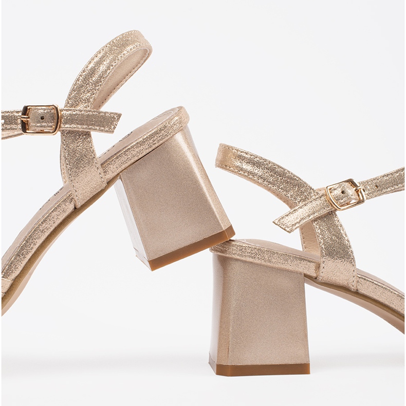 Goodin Zlatne elegantne sandale na niskom mjestu zlatni 1