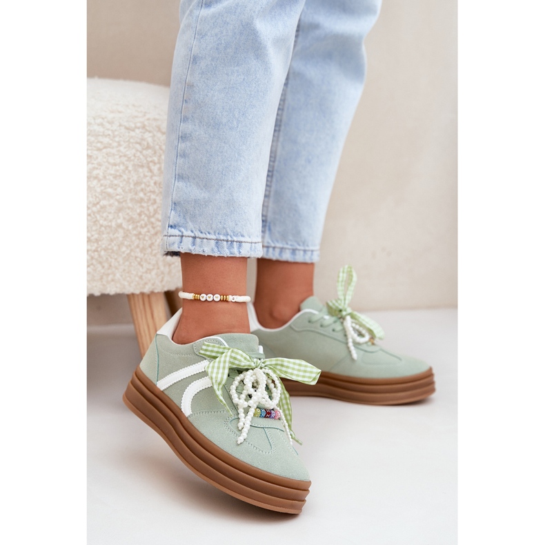 Ženske tenisice na platformi sa zelenim ukrasima zelena 2