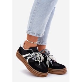 Ženske tenisice na platformi s crnim ukrasima crna 1