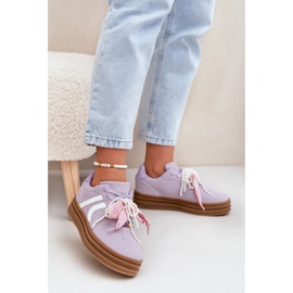 Ženske tenisice na platformi s ljubičastim ukrasima ljubičasta 2