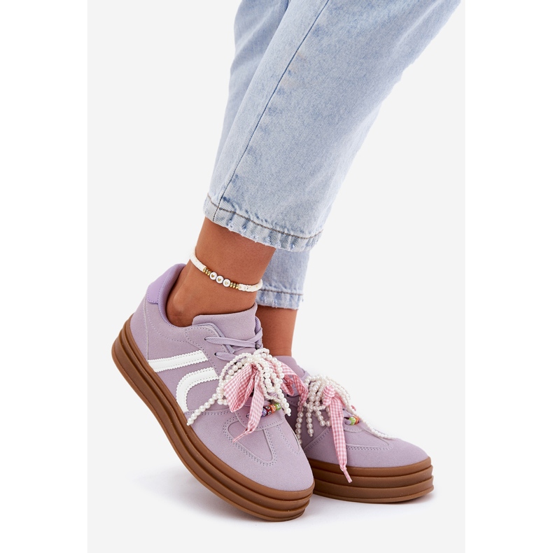Ženske tenisice na platformi s ljubičastim ukrasima ljubičasta 1