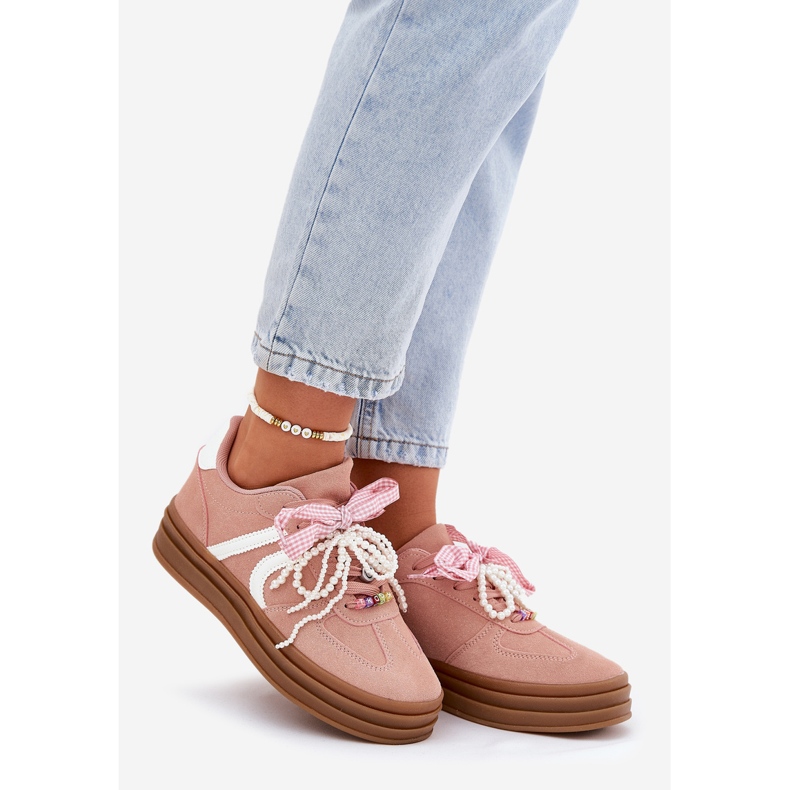 Ženske tenisice na platformi s ružičastim ukrasima ružičasta 1