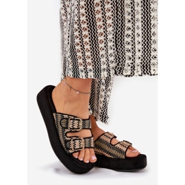 Ženski klip na platformi s kopčama i crnom pletenicom 1