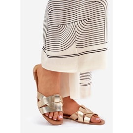 Ravne ženske flip jarke s isprepletenim zlatnim prugama zlatna 1