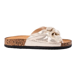 Udobne japanke s mašnom zlatni 2