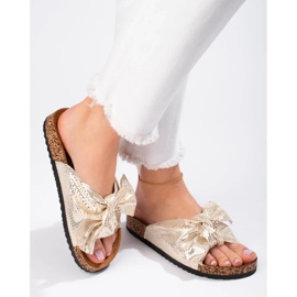 Udobne japanke s mašnom zlatni 1