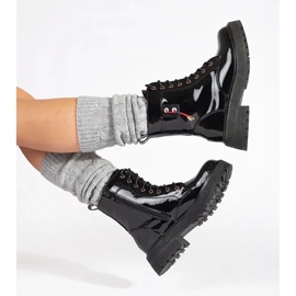 Lakirane čizme na vezice crno 2