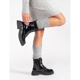 Lakirane čizme na vezice crna 1