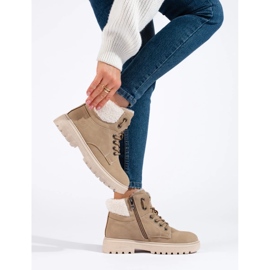 Elegantni traperi od eko kože bež 2